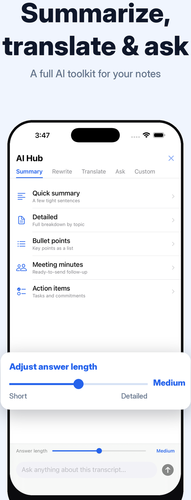 Vocory AI Hub on iPhone