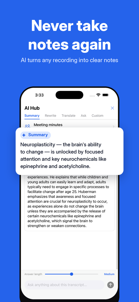 Vocory notes list on iPhone