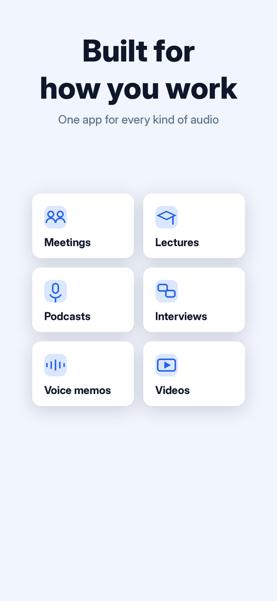 Vocory notes organized for meetings, lectures, and interviews